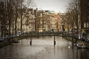 Fototapete Kanal Amsterdam, Kanalbrücke