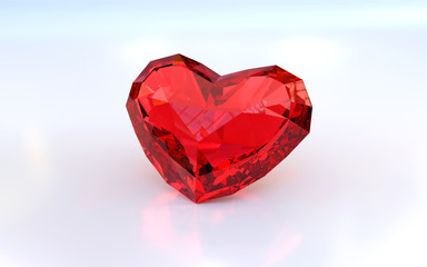 Ruby red heart shape