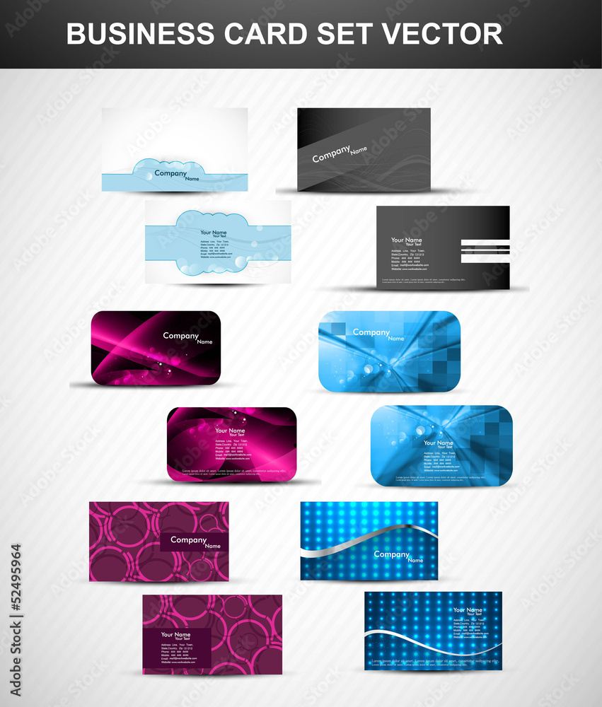 Sticker abstract various 6 business card presentation set collection vec