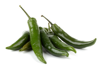 Hot chili peppers isolated on white background
