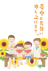 暑中見舞い　ハガキテンプレート