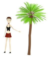 3d render of cartoon character with palm