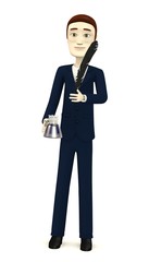3d render of cartoon character with quill