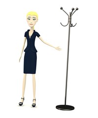 3d render of cartoon characer with rack