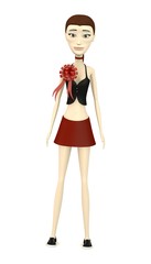 3d render of cartoon character with ribbon