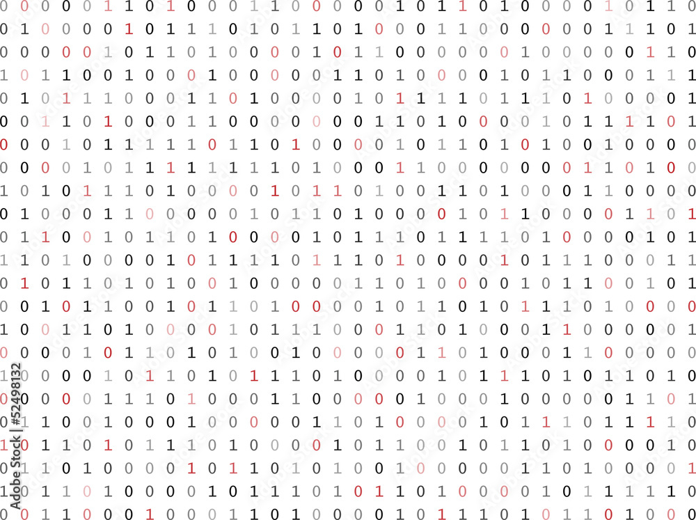 Fototapete flat binary code screen listing table with red digit