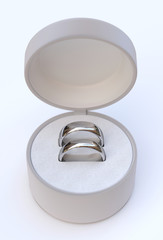 Wedding rings in white jewel box