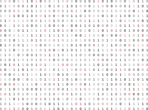 Flat binary code screen listing table with red digit