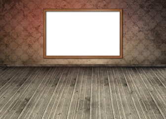 White copy space board hung on wall