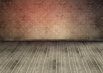 Outmoded wallpaper in an empty room