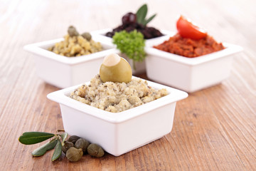 assortment of tapenade