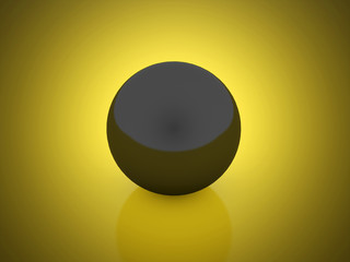 Black sphere on yellow