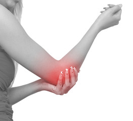 Acute pain in a woman elbow
