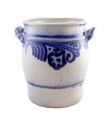 Old ceramic jug isolated on white with clipping path