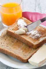 Morning toast with butter