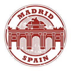 Obraz premium Stamp with words Madrid, Spain inside, vector illustration