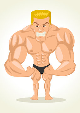 Caricature illustration of a bodybuilder