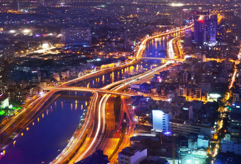 Fototapeta na wymiar Night Urban City Skyline, Ho Chi Minh City, Vietnam