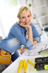 Woman working on home improvement planning