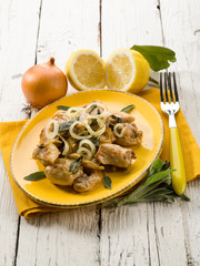 meat stew with sage onion and lemon