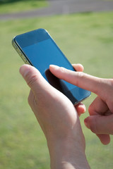 Women to operate the smartphone