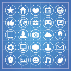 Vector social media and technology signs