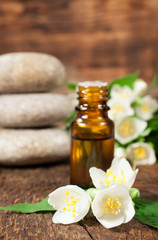 Fototapeta na wymiar Jasmine essential oil for aromatherapy