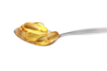 isolated fish oil on a spoon