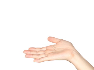 woman's hand isolated on white background