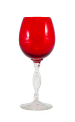 red wineglass wine glass curvy handle isolated