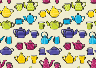 Mug and Teapot Seamless Background
