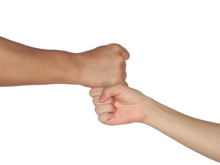 fist bump isolated on white background