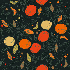 Floral colorful pattern with orange branches