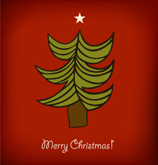 Bright Christmas tree  Happy Hew Year banner