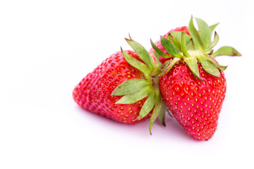 Fresh strawberries isolated on white background.