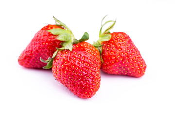 Fresh strawberries isolated on white background.