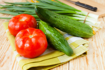 Fresh vegetables on a towel, still life