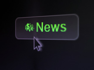 News concept: News and Finance Symbol on digital button backgrou
