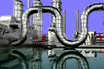 Modern refinery with blue sky