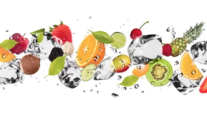 Peel and stick wall murals Best sellers in the kitchen Ice fruit on white background