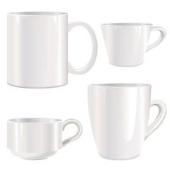Empty white cup set