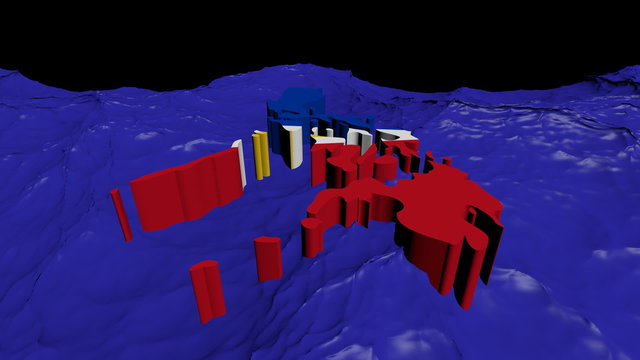 Philippines map flag in abstract ocean animation