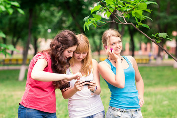Group Of happy smiling Teenage Students outdoor