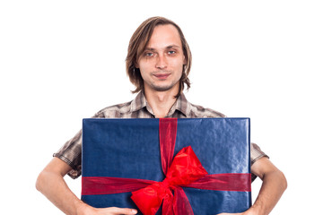 Man holding big gift box