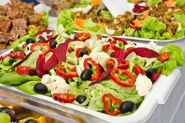 Beautiful display of a vegetarian plate with colourful salad.