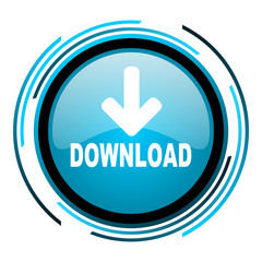 download blue circle glossy icon