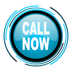 call now blue circle glossy icon