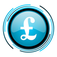 pound blue circle glossy icon