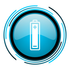 battery blue circle glossy icon