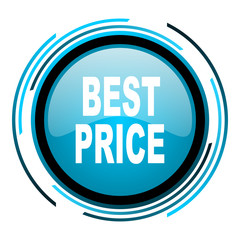 best price blue circle glossy icon